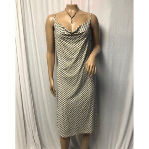 Mossimo Slip Dress Womens Sz Large Cream Black Spaghetti Strap Open Back Summer